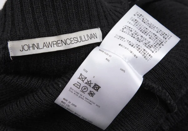 ジョンローレンスサリバンJOHN LAWRENCE SULLIVAN フロントダブルジップハイネックニット 黒S K-112059_012