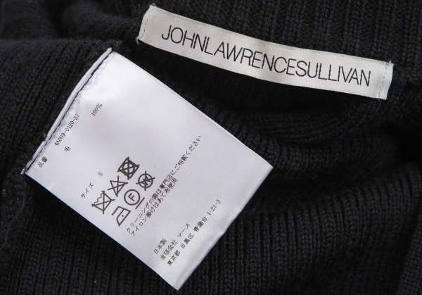 ジョンローレンスサリバンJOHN LAWRENCE SULLIVAN フロントダブルジップハイネックニット 黒S K-112059_013
