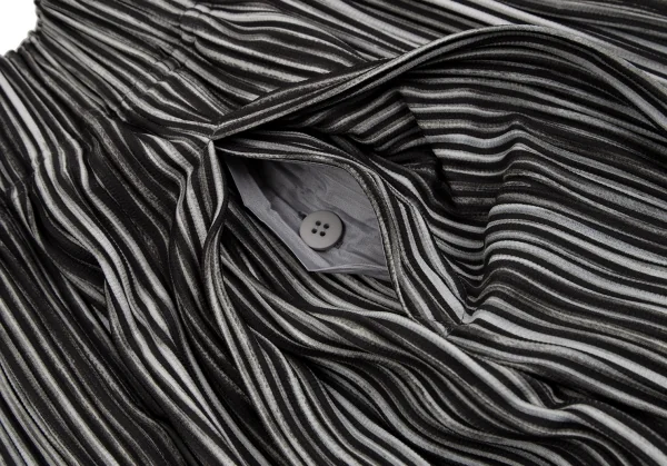 オムプリッセ イッセイ ミヤケHOMME PLISSE ISSEY MIYAKE かすれストライププリーツ袴パンツ 白黒2 K-112068_004