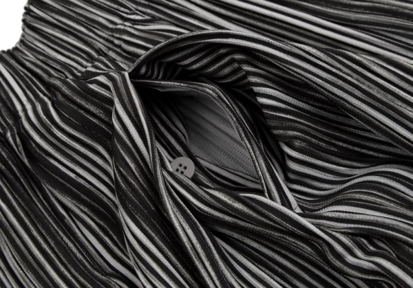 オムプリッセ イッセイ ミヤケHOMME PLISSE ISSEY MIYAKE かすれストライププリーツ袴パンツ 白黒2 K-112068_005
