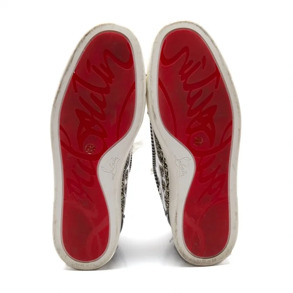 クリスチャンルブタンChristian Louboutin Lou Spikes グラフィックプリントスパイクスタッズハイカットスニーカー 白黒43(28位) K-112069_010