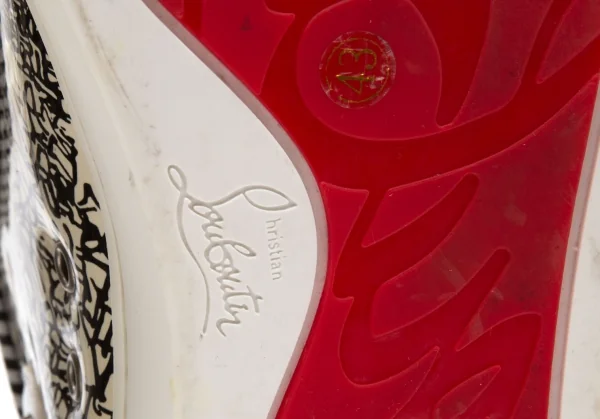 クリスチャンルブタンChristian Louboutin Lou Spikes グラフィックプリントスパイクスタッズハイカットスニーカー 白黒43(28位) K-112069_011