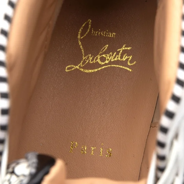 クリスチャンルブタンChristian Louboutin Lou Spikes グラフィックプリントスパイクスタッズハイカットスニーカー 白黒43(28位) K-112069_015