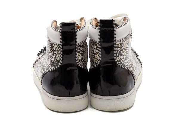 クリスチャンルブタンChristian Louboutin Lou Spikes グラフィックプリントスパイクスタッズハイカットスニーカー 白黒43(28位) K-112069_006