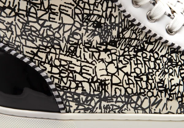 クリスチャンルブタンChristian Louboutin Lou Spikes グラフィックプリントスパイクスタッズハイカットスニーカー 白黒43(28位) K-112069_008