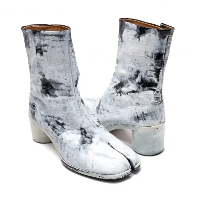 メゾンマルジェラMaison Margiela 22 クロコダイルエンボスビアンケットペイントタビブーツ