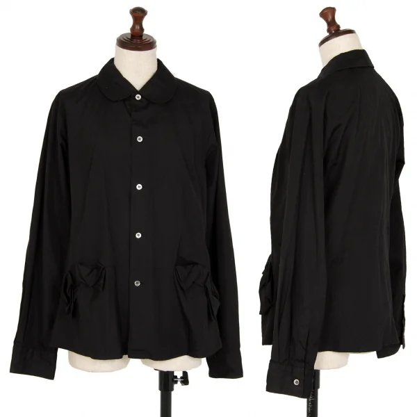 ジュンヤワタナベ コムデギャルソンJUNYA WATANABE COMME des GARCONSリボン切替ラウンドカラー長袖シャツ 黒M K-112073_001