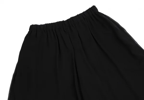 ブラックコムデギャルソンBLACK COMME des GARCONS シースルーレイヤーワイドクロップドパンツ 黒XS K-112075_002