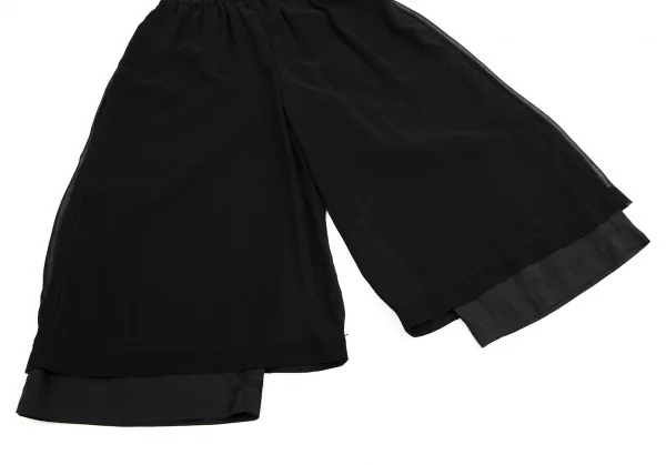 ブラックコムデギャルソンBLACK COMME des GARCONS シースルーレイヤーワイドクロップドパンツ 黒XS K-112075_005