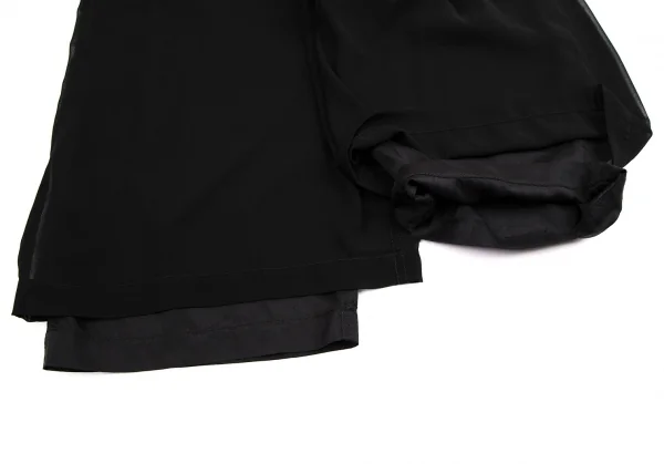 ブラックコムデギャルソンBLACK COMME des GARCONS シースルーレイヤーワイドクロップドパンツ 黒XS K-112075_006