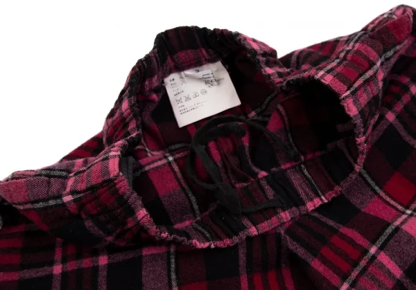 ローブドシャンブル コムデギャルソンrobe de chambre COMME des GARCONS ウールタータンチェッククロップドパンツ ピンク黒M位 K-112081_004