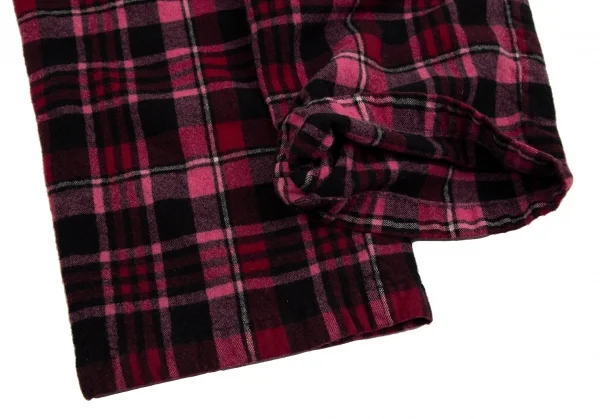 ローブドシャンブル コムデギャルソンrobe de chambre COMME des GARCONS ウールタータンチェッククロップドパンツ ピンク黒M位 K-112081_006