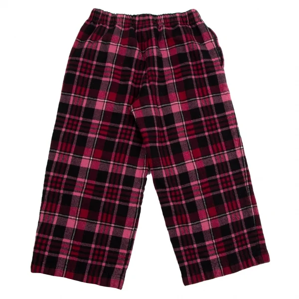 ローブドシャンブル コムデギャルソンrobe de chambre COMME des GARCONS ウールタータンチェッククロップドパンツ ピンク黒M位 K-112081_007