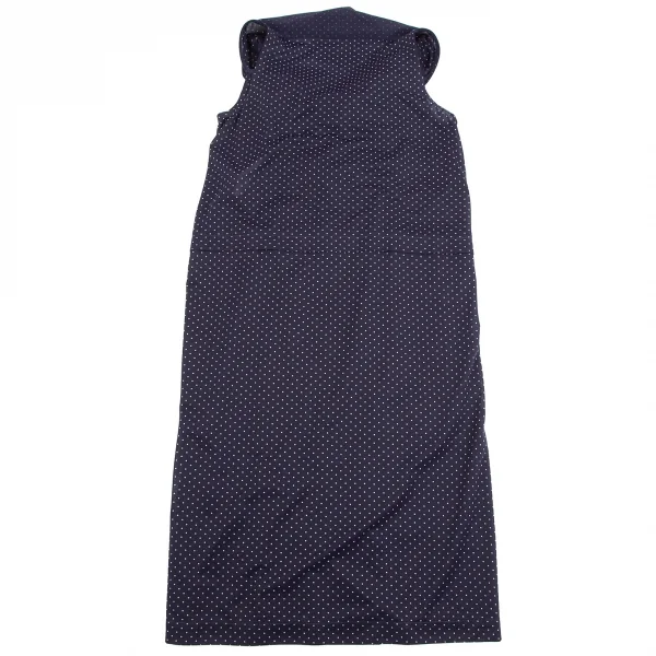 トリココムデギャルソンtricot COMME des GARCONS ピンドットギャザーネックノースリーブシャツワンピース 紺オフS K-112084_010