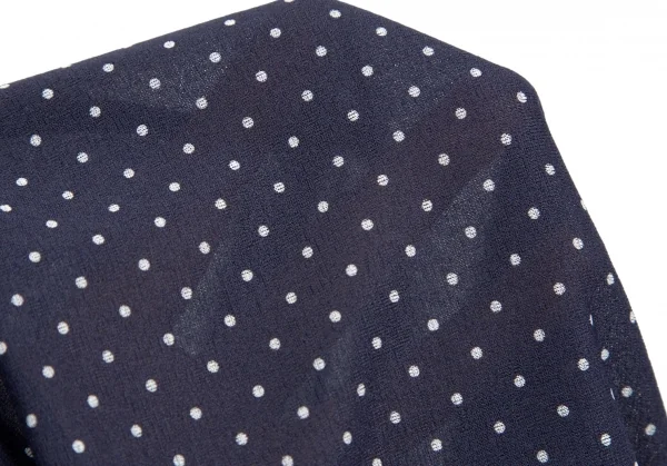 トリココムデギャルソンtricot COMME des GARCONS ピンドットギャザーネックノースリーブシャツワンピース 紺オフS K-112084_011