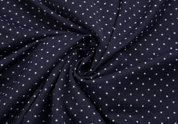 トリココムデギャルソンtricot COMME des GARCONS ピンドットギャザーネックノースリーブシャツワンピース 紺オフS K-112084_012