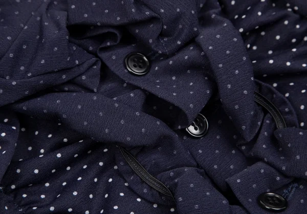 トリココムデギャルソンtricot COMME des GARCONS ピンドットギャザーネックノースリーブシャツワンピース 紺オフS K-112084_005