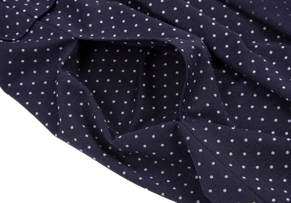 トリココムデギャルソンtricot COMME des GARCONS ピンドットギャザーネックノースリーブシャツワンピース 紺オフS K-112084_008