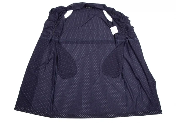 トリココムデギャルソンtricot COMME des GARCONS ピンドットギャザーネックノースリーブシャツワンピース 紺オフS K-112084_009