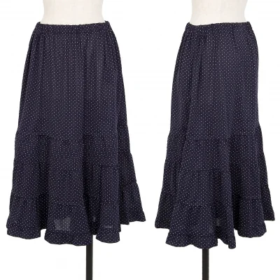 トリココムデギャルソンtricot COMME des GARCONS ピンドット切替デザインスカート 紺オフ