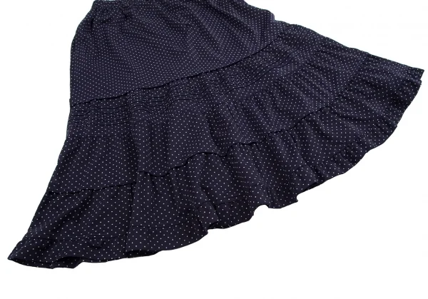 トリココムデギャルソンtricot COMME des GARCONS ピンドット切替デザインスカート 紺オフM位 K-112085_006