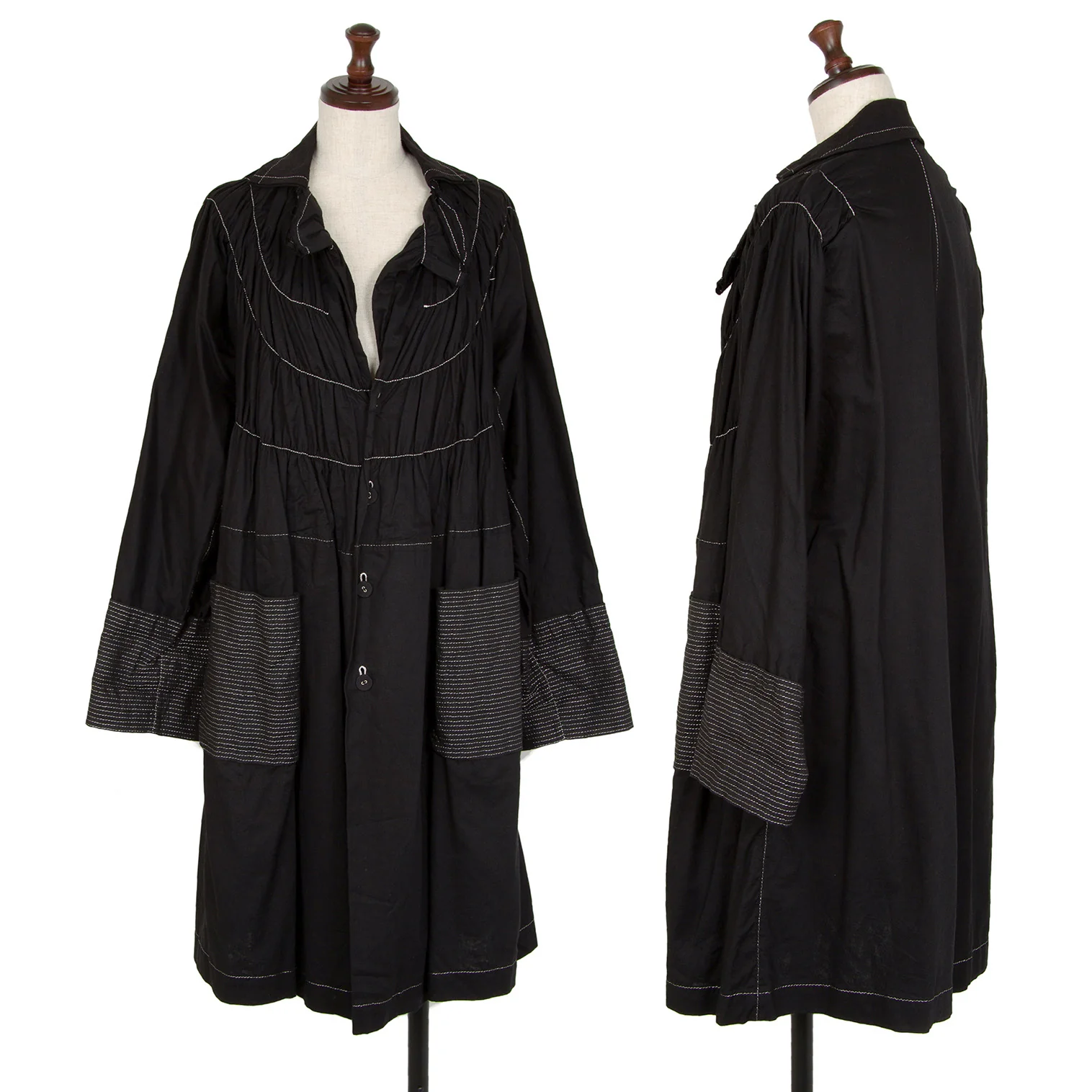 tricot COMME des GARCONS Stitch Gather Shirt Coat Black S (K-112086)
