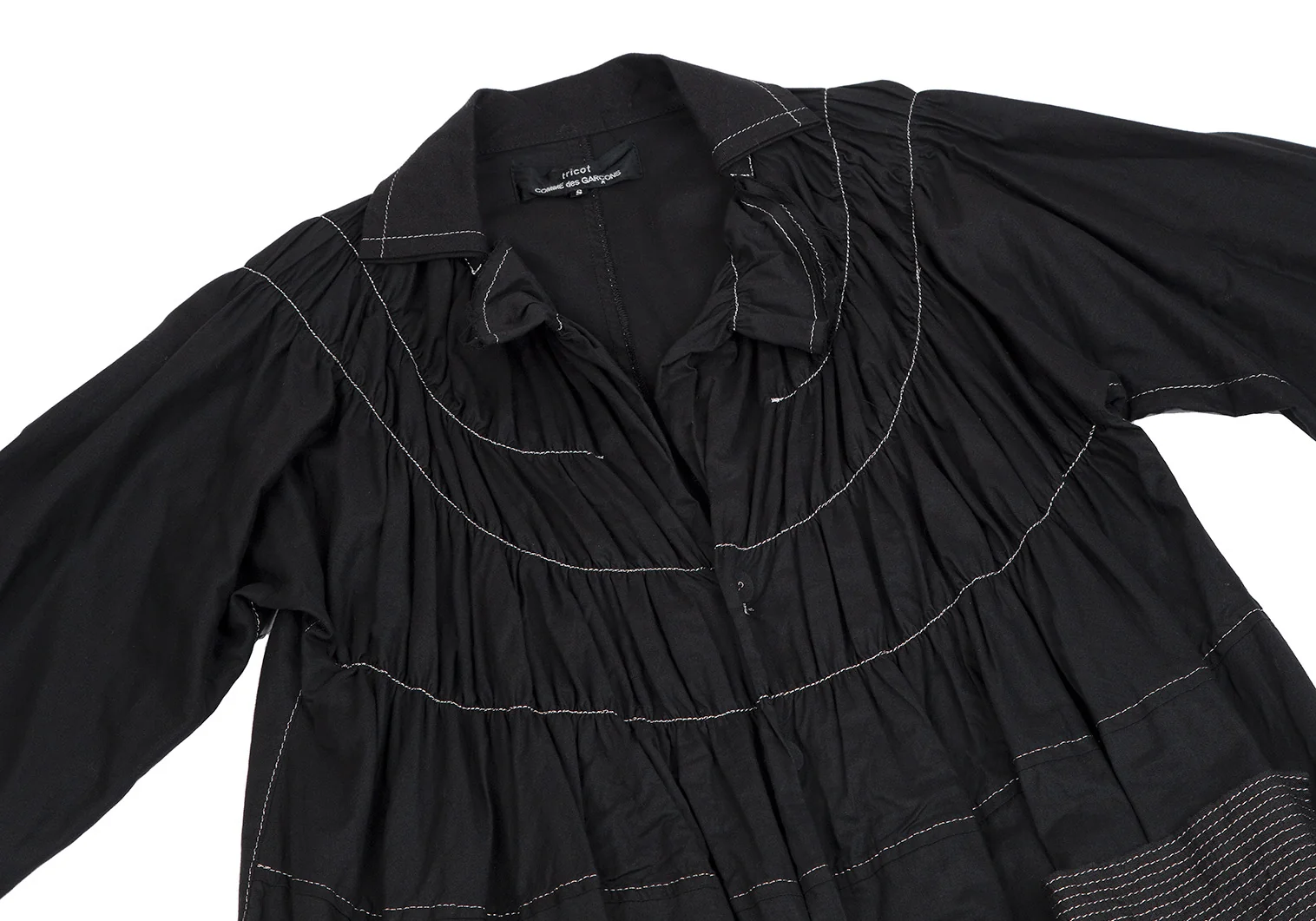 tricot COMME des GARCONS Stitch Gather Shirt Coat Black S (K-112086)