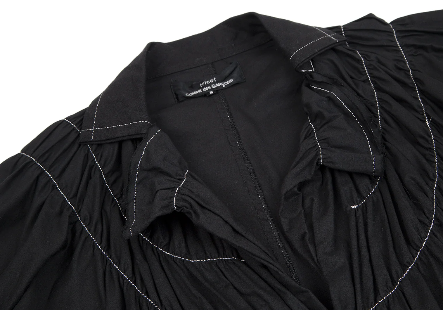 tricot COMME des GARCONS Stitch Gather Shirt Coat Black S (K-112086)
