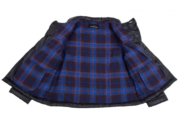 トリコ コムデギャルソンtricot COMME des GARCONS裏チェックラウンドカラー中綿ジャケット 紺M K-112089_010