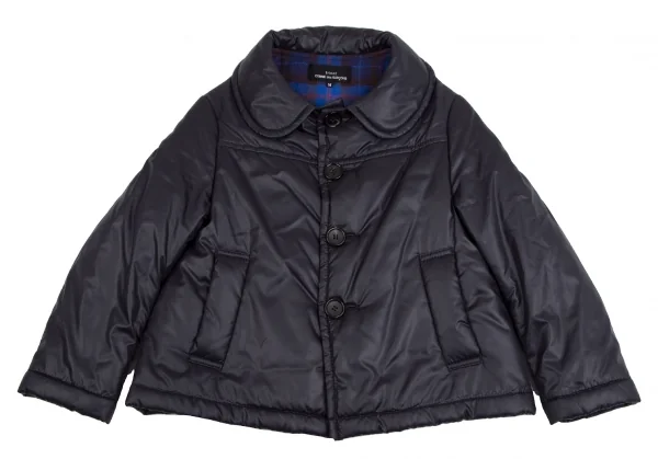 トリコ コムデギャルソンtricot COMME des GARCONS裏チェックラウンドカラー中綿ジャケット 紺M K-112089_002