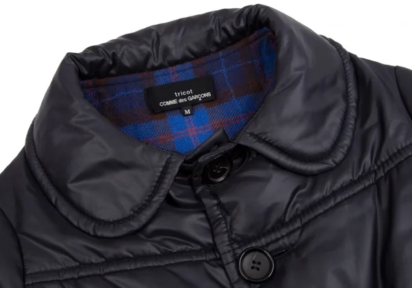 トリコ コムデギャルソンtricot COMME des GARCONS裏チェックラウンドカラー中綿ジャケット 紺M K-112089_004