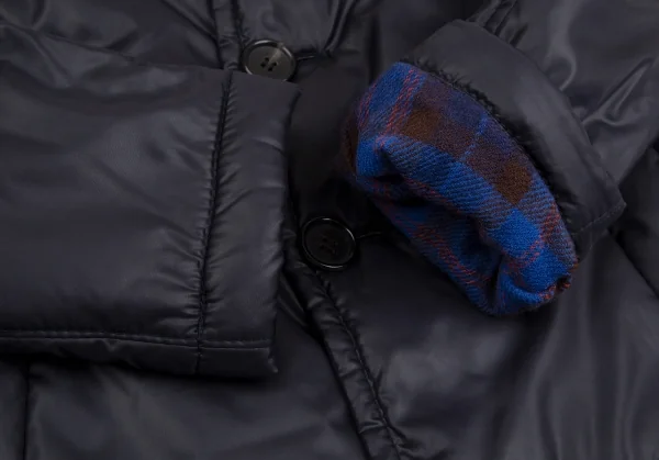 トリコ コムデギャルソンtricot COMME des GARCONS裏チェックラウンドカラー中綿ジャケット 紺M K-112089_007