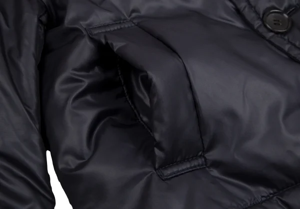 トリコ コムデギャルソンtricot COMME des GARCONS裏チェックラウンドカラー中綿ジャケット 紺M K-112089_009