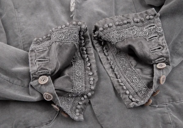 トリコ コムデギャルソンtricot COMME des GARCONS 裏異素材パッチワークデザインコーデュロイジャケット グレーS K-112092_011