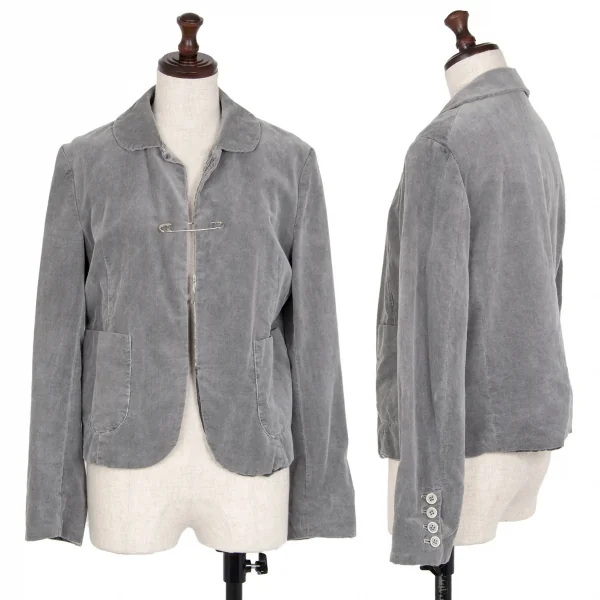 トリコ コムデギャルソンtricot COMME des GARCONS 裏異素材パッチワークデザインコーデュロイジャケット グレーS K-112092_002
