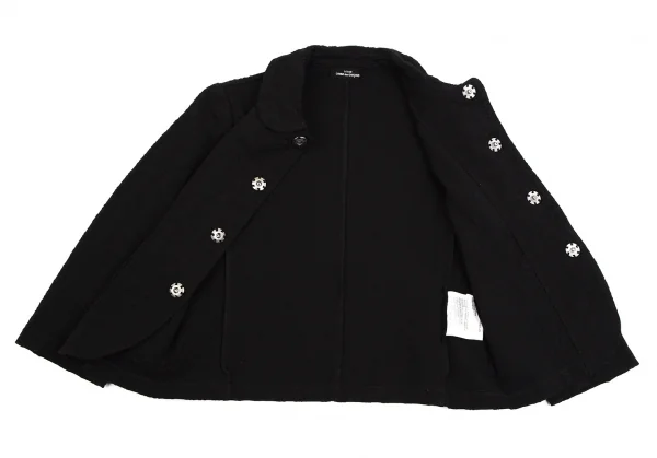 トリコ コムデギャルソンtricot COMME des GARCONS 染めフラワー織りラウンドカラーストレッチジャケット 黒M位 K-112096_010