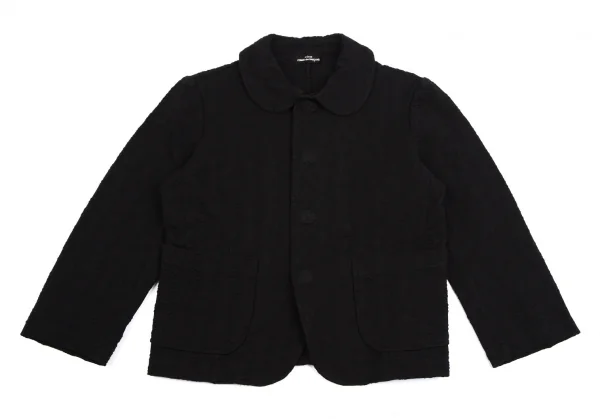 トリコ コムデギャルソンtricot COMME des GARCONS 染めフラワー織りラウンドカラーストレッチジャケット 黒M位 K-112096_002