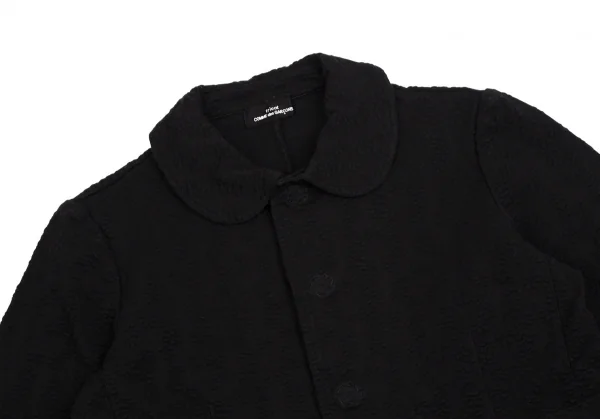 トリコ コムデギャルソンtricot COMME des GARCONS 染めフラワー織りラウンドカラーストレッチジャケット 黒M位 K-112096_003