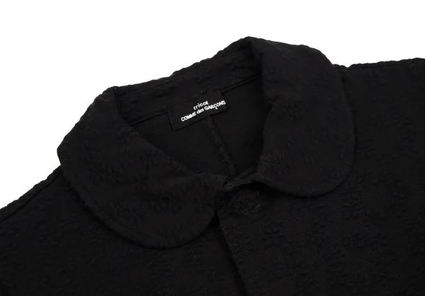 トリコ コムデギャルソンtricot COMME des GARCONS 染めフラワー織りラウンドカラーストレッチジャケット 黒M位 K-112096_004