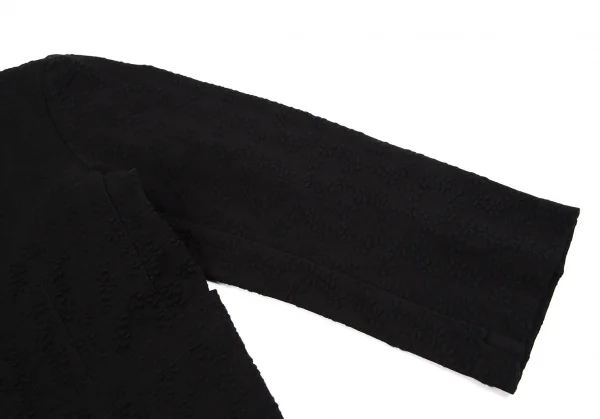 トリコ コムデギャルソンtricot COMME des GARCONS 染めフラワー織りラウンドカラーストレッチジャケット 黒M位 K-112096_006