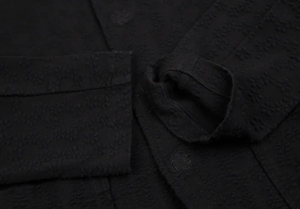 トリコ コムデギャルソンtricot COMME des GARCONS 染めフラワー織りラウンドカラーストレッチジャケット 黒M位 K-112096_007