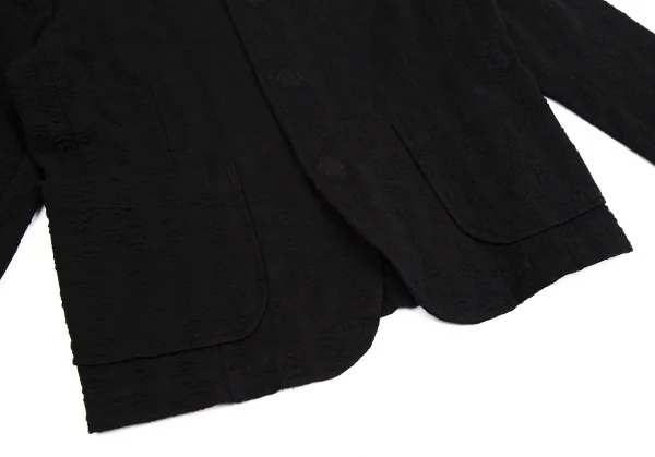 トリコ コムデギャルソンtricot COMME des GARCONS 染めフラワー織りラウンドカラーストレッチジャケット 黒M位 K-112096_008