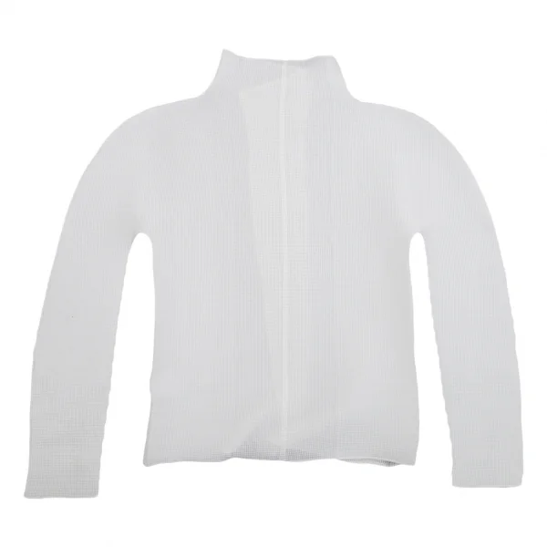 イッセイミヤケ ミーISSEY MIYAKE me ストレッチプリーツボタンレスカーディガン 白F K-112115_011