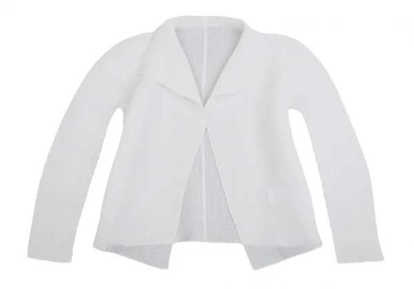 イッセイミヤケ ミーISSEY MIYAKE me ストレッチプリーツボタンレスカーディガン 白F K-112115_002