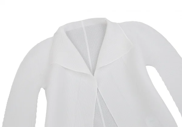 イッセイミヤケ ミーISSEY MIYAKE me ストレッチプリーツボタンレスカーディガン 白F K-112115_003