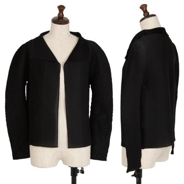 イッセイミヤケ ミーISSEY MIYAKE me ストレッチプリーツボタンレスカーディガン 黒F K-112116_001