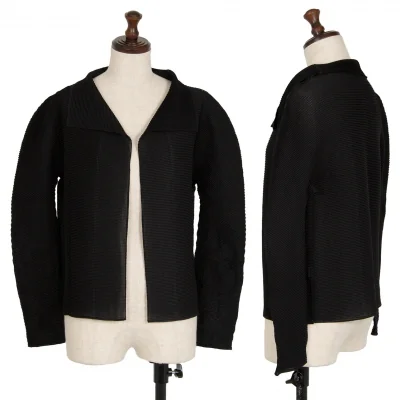 イッセイミヤケ ミーISSEY MIYAKE me ストレッチプリーツボタンレスカーディガン 黒