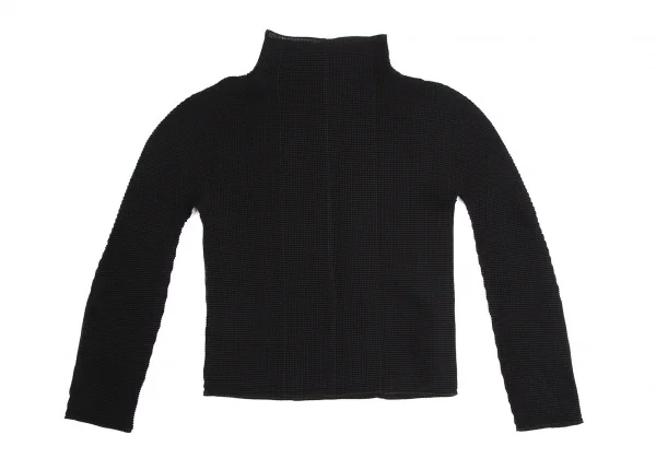 イッセイミヤケ ミーISSEY MIYAKE me ストレッチプリーツボタンレスカーディガン 黒F K-112116_008