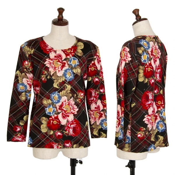 インゲボルグINGEBORG タータンチェックフラワープリントカットソー マルチM位 K-112133_001