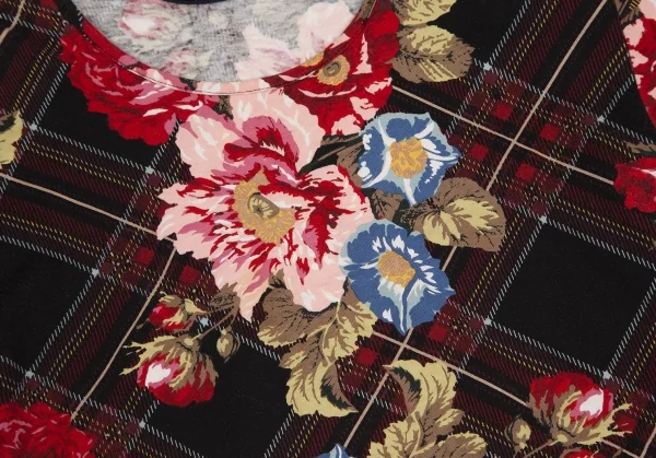 インゲボルグINGEBORG タータンチェックフラワープリントカットソー マルチM位 K-112133_005
